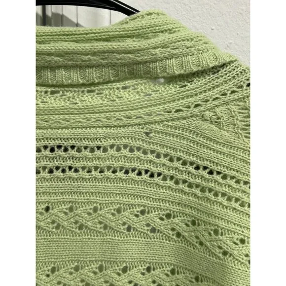 Laundry By Shelli Segal Cashmere Cardigan Wrap Sweater Green Sz Medium Tie Front - Picture 7 of 10